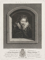 KG 08086
<br/>
Portret Pieter Paul Rubens, uit een venster kijkend
<br/>
<em>Woollet, William (1735-1785)</em>